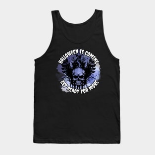 Halloween skull on a background of a colored spot on a black background Tank Top